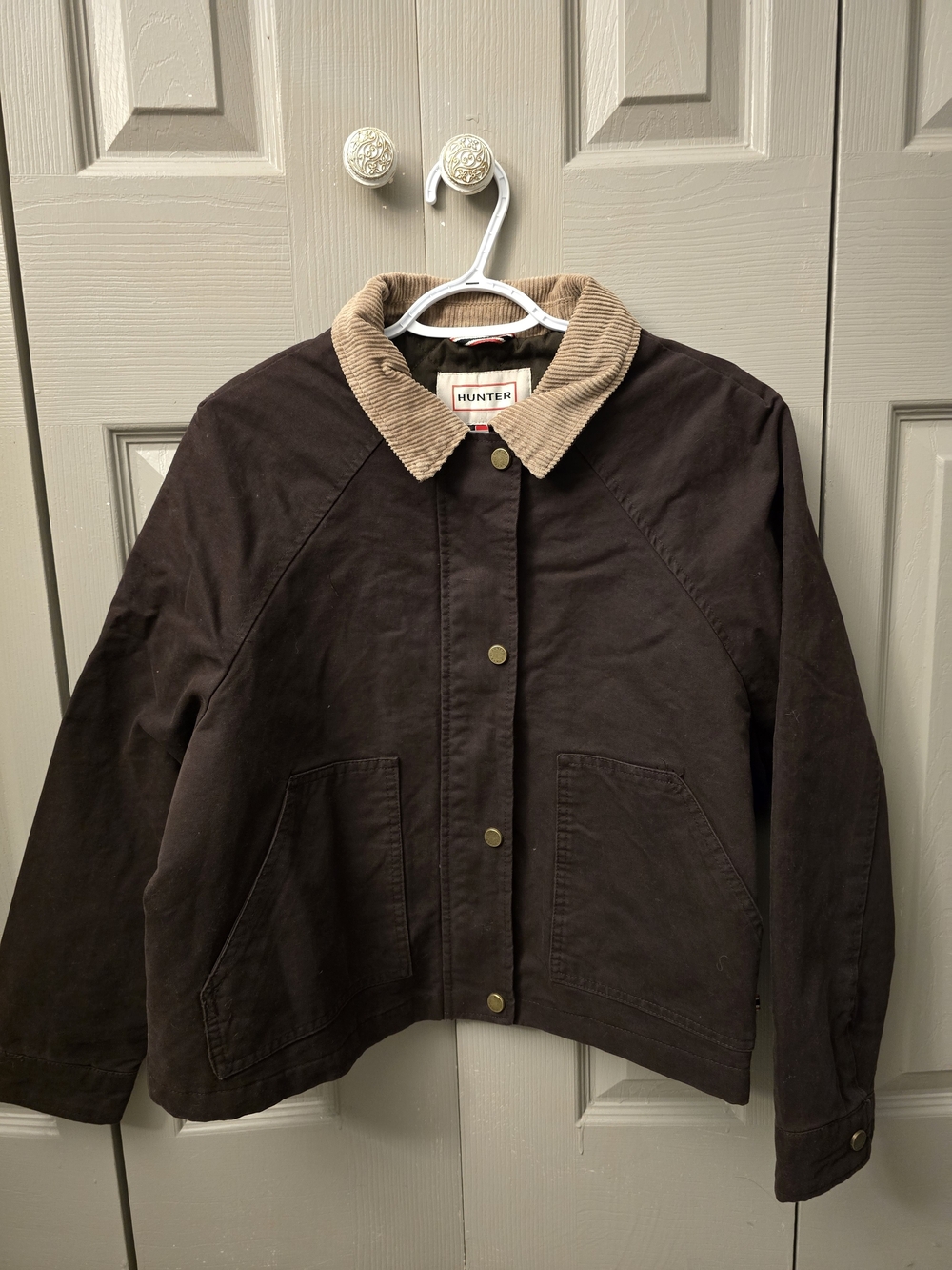 Hunter Dark Brown Utility Jacket with Tan Corduroy Collar